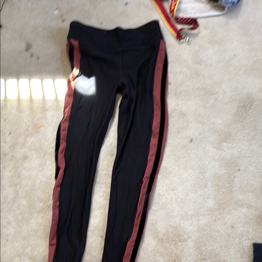 Black Leggings with Red Stripes